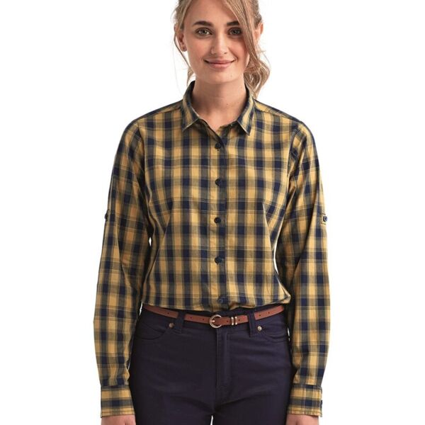 Women's Mulligan Check Long Sleeve Cotton Dress Shirt Thumbnail